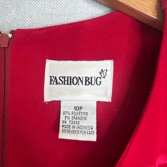 Fashion Bug Power Red Velvet Attached Embroidered Jacket Dress Sz 10P - Picture 10 of 11